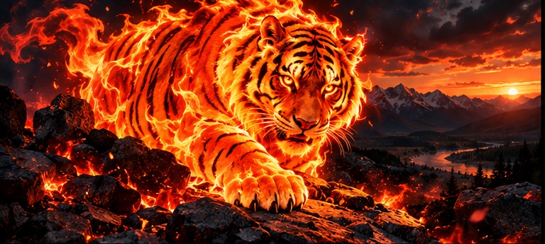 Hot Altai fire tiger