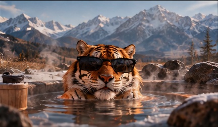 Tiger in hot spring